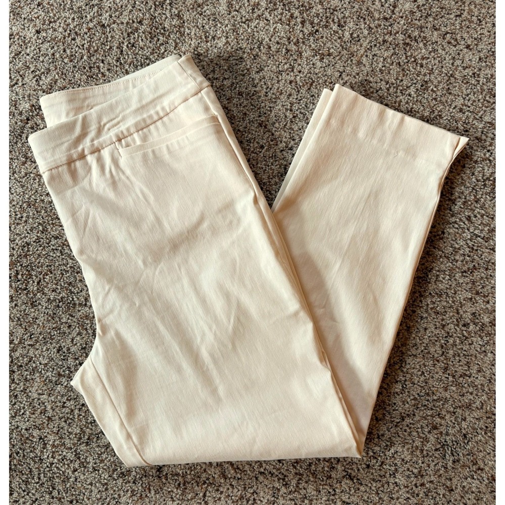 Chico's Women Ankle Pants Pull On Slim Size 2 US 12 Cream Ivory Stretch Career